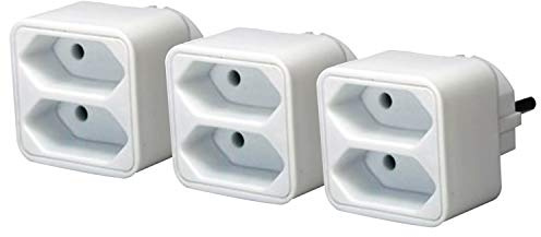 Brennenstuhl Mehrfachsteckdose (Steckdosenadapter 2-Fach Eurosteckdose mit erhöhtem Berührungsschutz) weiß (Single, 3 Stück)