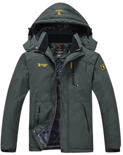 donhobo Men's Fleece Winter Waterproof Jackets Windproof Coat Darkgrey M