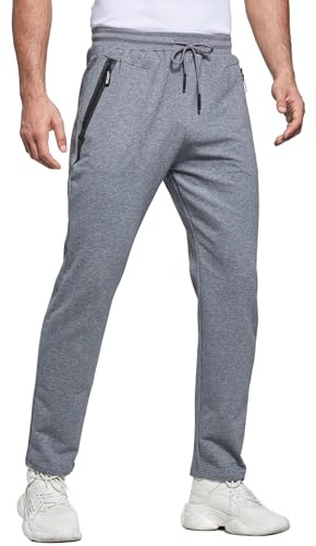 ZOXOZ Joggingbyxor för Män i Bomull Träningsbyxor Sportbyxor Fitness med Elastisk Midja och Dragkedjefickor för träning och fritid Grå XL