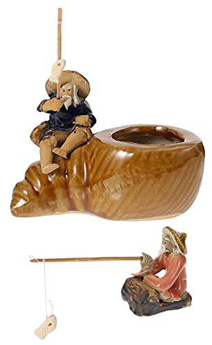 DOITOOL 2pcs Fisherman Figurines for Fish Tank Decoration Realistic Aquarium Ornaments Bonsai Garden Statues Easy to Clean for Outdoor Spaces Landscapes