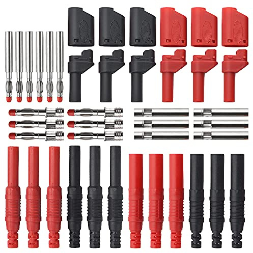 WMYCONGCONG 18Pcs Stapelbare, geschirmte 4 mm Bananenstecker mit Sicherheitsisolierung, 4 mm Bananenbuchsen (weiblich) zum Löten, DIY-Kabelverbinder, Adapter
