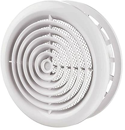 Fantronix 4 (100mm) Round Air Vent Grille Cover with Insect Mesh – White Plastic Ceiling Diffuser for Ventilation & Ducting Pipes