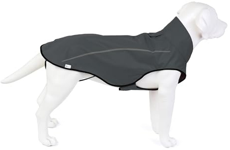 Mile High Life Hunderegenmantel Einstellbare wasserdichte Haustierkleidung Leichte Regenjacke mit reflektierendem Streifen Einfacher Einstiegsverschluss (XXS,Dunkelgrau)