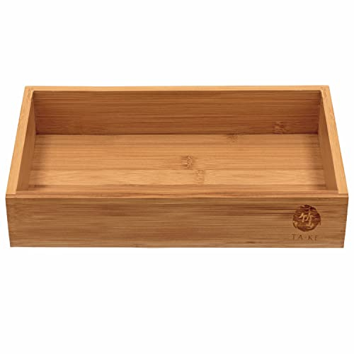 TAKE® 1-teilige Bambus Box [27x15x5.5cm] - 100% Natur Bambus Aufbewahrungsbox Holzkiste für Küche, Büro oder als Bad Organizer, Aufbewahrungsbox, Kiste für mehr Ordnung, Ordnungsbox Holzbox