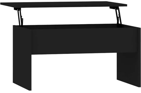 vidaXL Couchtisch Höhenverstellbar Kaffeetisch Beistelltisch Wohnzimmertisch Sofatisch mit Stauraum Schwarz 80x50,5x41,5cm Holzwerkstoff