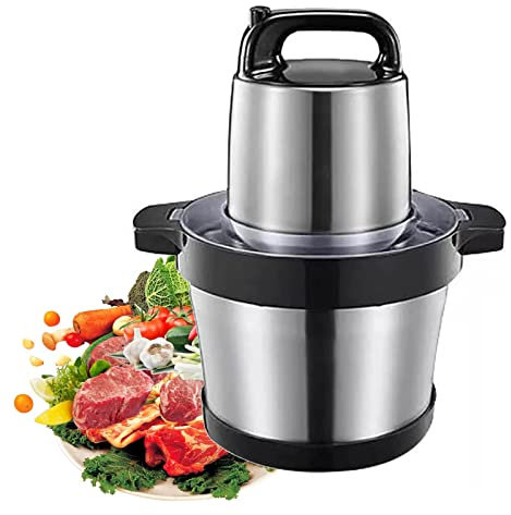 oiakus Mini Hachoir à Nourriture 1000 W, mélangeur à Viande Commercial, Hachoir à Viande électrique avec Bol en Acier Inoxydable d'une capacité de 6 L, pour Viande, légumes, Noix, œuf, Oignon, Fruits