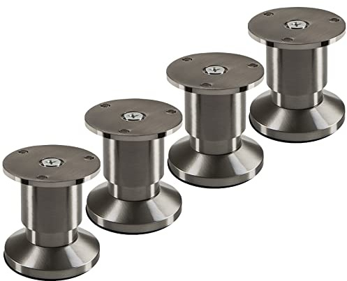 SOTECH 4 Stück Möbelfüße Terra Höhe 50 mm Edelstahloptik gebürstet | höhenverstellbar + 15 mm belastbar bis 250 kg von SOTECH