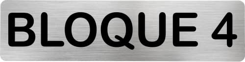 MovilCom® - Señal de acero inoxidable BLOQUE 4 | Placa puerta INOX | Señal informativa | Cartel Puerta 200X50mm