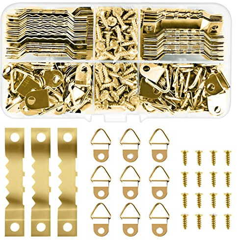 Ysimple 460 Stk Bilderrahmen Aufhänger, Sägezahn Haken mit Schrauben | Bilderrahmen Haken, Bildaufhänger mit Schrauben für Rahmen, Gemälde und DIY-Kunst, für einfache Wandmontage und Dekoration