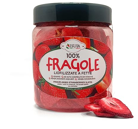 Fresas frescas liofilizadas 100% italianas - Snack dulces sin azúcar - fruta fresca liofilizada - fruta seca para pastelería, heladería, cócteles