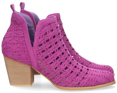 shoes&blues.es Botin de Tacon para Mujer, con Tiras Trenzadas, de Punta Fina, y Tobillo Abierto, Primavera Verano 2022