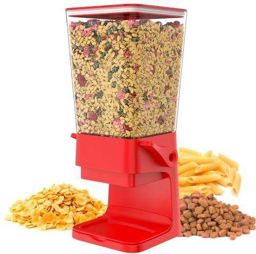 Hovea - Müslispender mit Kapazität 5L - Spender Für Cerealien, Cornflakes, Müsli, Pasta, Trockenfutter - Futterspender Hund & Katze - Küche, Frühstück - Rot - CR502