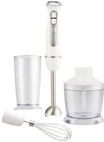 Mixeur Plongeant Fagor FG349-1000W, Multifonction 12 Vitesses et Turbo, Design Élégant Blanc, Idéal pour Soupes, Smoothies, Purées, Sauces, Milkshakes, Bol Hachoir Inclus