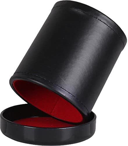 Leather Dice Cup with Lid, Red Interior for Shaking, Use for Liars Dice Board Games