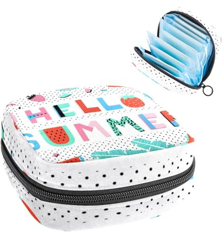 Damenbinden Aufbewahrungsbeutel für Frauen, große Kapazität, Menstruationspad-Tasche, Hello Summer Menstruationstaschen, Tampons sammeln Halter Geldbörse