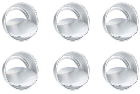 Hasaller Pudding Moulds 2in Mini Pudding Basins Aluminum Baking Cups Mini Cake Pan Removable Bottom Pudding Baking Bakeware Nonstick Muffin Tin Moulds for Kitchen DIY Cooking(6Pcs)