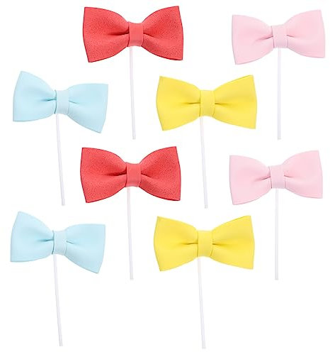 ifundom 8stücke Bunte Bowknot Cupcake Toppers Wunderschöne Dekoration Für Geburtstagstorten Partys Und Desserts Leicht Und Anwendung