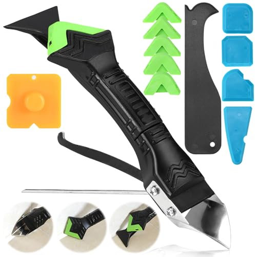 LPZMPZ Set di attrezzi per la rimozione del silicone, estrattore in silicone, 5 in 1, con raschietto per fughe, raschietto in silicone e coltello per fughe, per cucina, bagno, pavimento, lavandino,