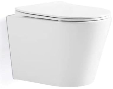 BAÑO MODERNO Inodoro Completo Suspendido - WC Inodoro Completo con Sistema Rimless Antibacterias - Vater Baño con Tapa Dura Extrafina Amortiguada - Inodoro Salida Dual - WC para Hogar Blanco