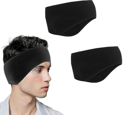 Dinghaole 2 Pièces Bandeau d'Oreille Léger et Cache Oreille Elastique d'Hiver - Pour Sports, Yoga, Gym, Cyclisme, Vélo - Polaire Bandeau de Cheveux