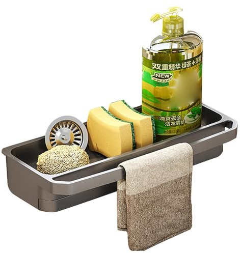 ycezw Scaffale portaoggetti per lavello, Caddy per lavello in acciaio inossidabile | Porta spugna in acciaio inossidabile per lavello Caddy | Organizer per lavello multifunzionale antiscivolo a parete