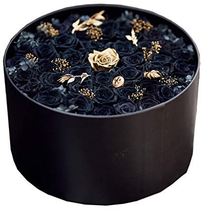 Künstliche Blume, ewige Blume, schwarze Rose, konservierte Blume, Geschenkbox, konservierte echte Rose, Ehefrau, Freundin, Valentinstag, Geburtstag, Weihnachten, PU-Lederbox, Geschenkornamente