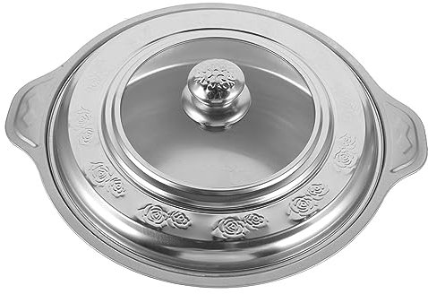 Happyyami plateau de cantine argenterie serveur déjeuner pizza plateau cafe de presentation de fête en métal pour buffet assiette en inox pour buffet Acier inoxydable Silver