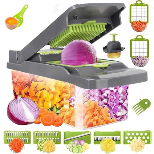 Vegetable Chopper Vegetable Cutter Mandoline Vegetable Slicer - Veggie Onion Potato Salad Food Chopper Manual-Veg Chopper and Julienne/Dicer - Kitchen Tools & Gadgets, Includes an Egg Cutter
