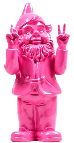 Pommerntraum ®| Gartenzwerg Friedens-Zwerg WohnDeko Dekorationsfigur Zwerg | Peace-Zwerg GartenDeko Gnom Troll Kabouter Terrassendeko Geschenkidee Gartenschmuck Sammlerfigur Retro (Pink - 30 cm - Peace)