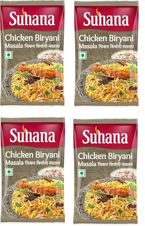 Suhana Chicken Biryani Masala Spices Powder (Box) - Indian Spice Blend for Chicken Biryani- Aromatic Curry Seasoning Mix, Speeds Up Cooking (Pack of 4, Suhana Chicken Biryani Masala 100g Box)
