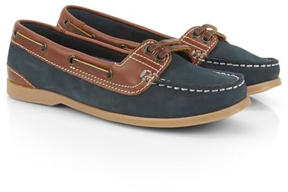 Catesby Pixie Premium Leather Boat Shoes Women Breathable Lightweight Deck Shoes Ladies Summer Shoes, Navy, UK 7