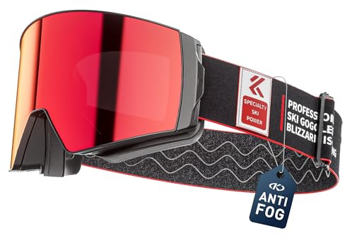 KAPVOE Gafas de Esquí para Hombre Mujer y Jóvenes. Lentes Magnetizadas Protección UV400 Antiniebla. Idóneas para Esqui Snowboard y Patinaje sobre Hielo. Casco Compatible con Lentes Intercambiables