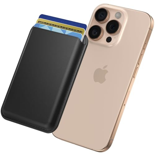 Mugust Magnetische Wallet Kompatibel mit MagSafe für iPhone 16/15/14/13/12 Serie, PU Telefon Kartenhalter, Magnetisches Wallet für iPhone (Schwarz)