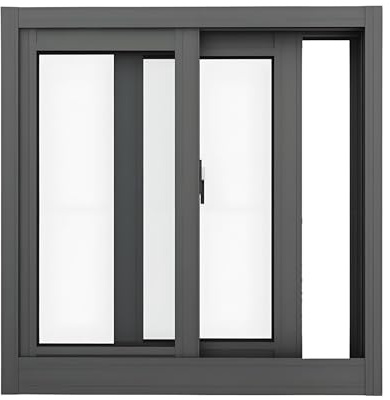 Kellerfenster Schiebefenster, Garagenfenster Fenster für Schuppen aus Aluminium 2-fach Gehärtetem Glas, Thermo Horizontale Schiebefenster 40 50 55 60 65 70 75 80 85 90 100cm(Black,62x43cm)