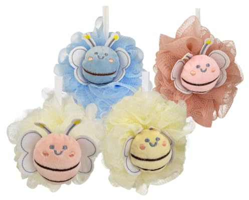 PACKOVE 4 Piezas Bola de Baño de Abeja Suaves y Delicadas Esponja Vegetal para Bebés Exfoliantes para Baño Divertido