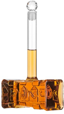 Hammer Wine Dispenser 3D High Shield Glass Jug Novelty Whisky Bottle Bar Decanter Collectible Artistic Wine Served Unique Conversation Piece for Themed Party Entertaining