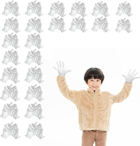 24 Paar Weiße Baumwollhandschuhe - Waschbar Neurodermitis Trockene Hände | Stoffhandschuhe für Kinder ab 10 Jahren und Erwachsene. Unterziehhandschuhe für Ekzeme, Hand-Spa & Kosmetikhandschuhe