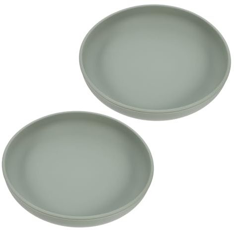 Homoyoyo 2pièces Assiettes à Ventouse Anti-déversement Plat Silicone avec Bords Surélevés Adapté pour Personnes Handicapées et Seniors Lavable au Lave-vaisselle