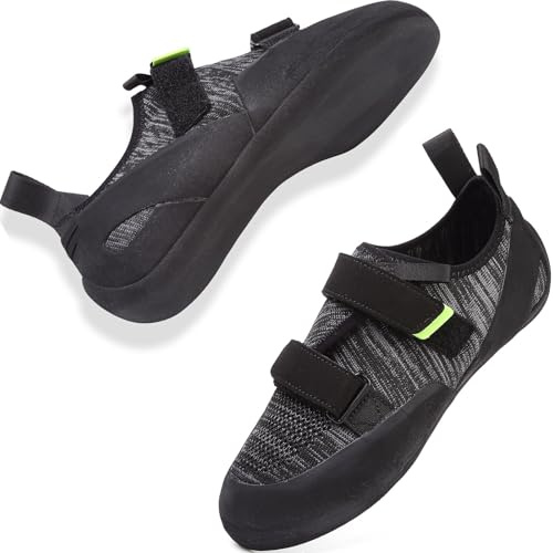 ziitop Climbing Shoes Mens Rock Climbing Shoes with Dual Hook-and-Loop Straps Blackgreen