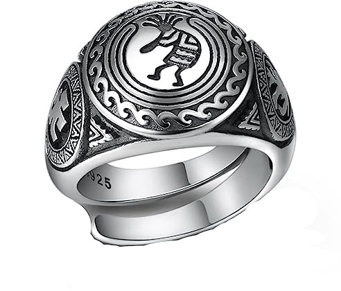 bague, Bague en argent sterling avec sceau indien amérindien, bague de portrait tribal S925 for hommes