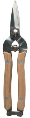 BERARDI | Forbici da Giardino Professionali Spira con Manici in Legno di Frassino Naturale e Lame in Acciaio Inossidabile, 19x4 cm, Sistema a Molla Automatico