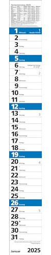 Streifenplaner Praktika Blau 2025: Streifenkalender mit Datumsschieber, Ferienterminen und Spiralbindung I schmal im Format: 11,4 x 89 cm