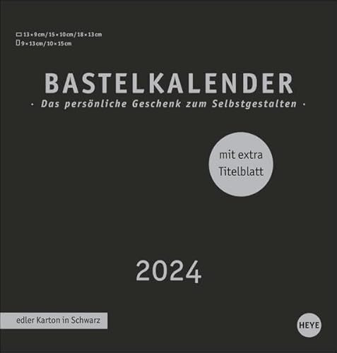 Bastelkalender 2024 Premium schwarz mittel. Blanko-Kalender zum Basteln mit extra Titelblatt für eine persönliche Gestaltung. Foto- und Bastelkalender 2024.