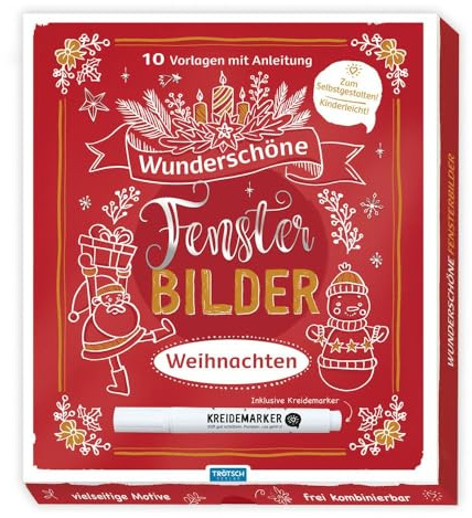 Trötsch Wunderschöne Fensterbilder mit Kreidemarker Mappe mit Vorlagen und Kreidemarker Weihnachten: Fensterbilderbuch Beschäftigungsbuch: ... (Fensterbilder: Vorlagen mit Kreidemarker)