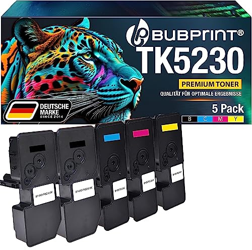 Bubprint 5 Toner kompatibel mit Kyocera TK-5230 Schwarz Cyan Magenta Gelb | Passend für Ecosys M5521cdw M5521cdn P5021cdw P5021cdn P5021