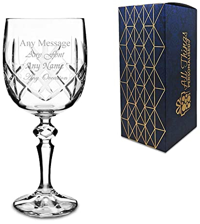Personalised Engraved 220ml Flamenco Crystalite Panel Goblet Gift Box Wedding Birthday Christmas