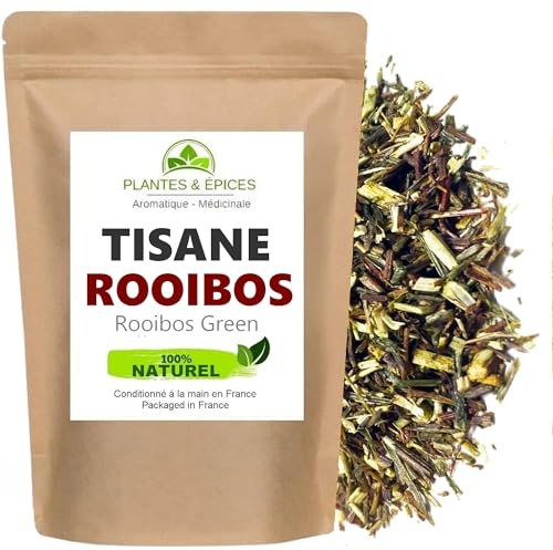 Plantas & Especias - Té Rooibos verde BIO, para infusión, té de hierbas, 100% puro y sin teína (50 g)