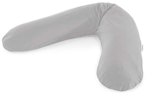 Theraline Ersatzbezug für Das Original Schwangerschaftskissen & Stillkissen, Stillkissen Bezug 190 cm, Jersey aus 100% Bio-Baumwolle, Farbe: Grau