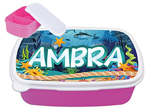 Contenitore Porta Pranzo merenda Bimbi Personalizzabile Mare Adatto per Il Tuo Bimbo Quando va a Scuola (Rosa)