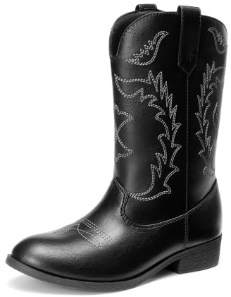 DREAM PAIRS Botas de Vaquera para Niñas,Size 31,Negro